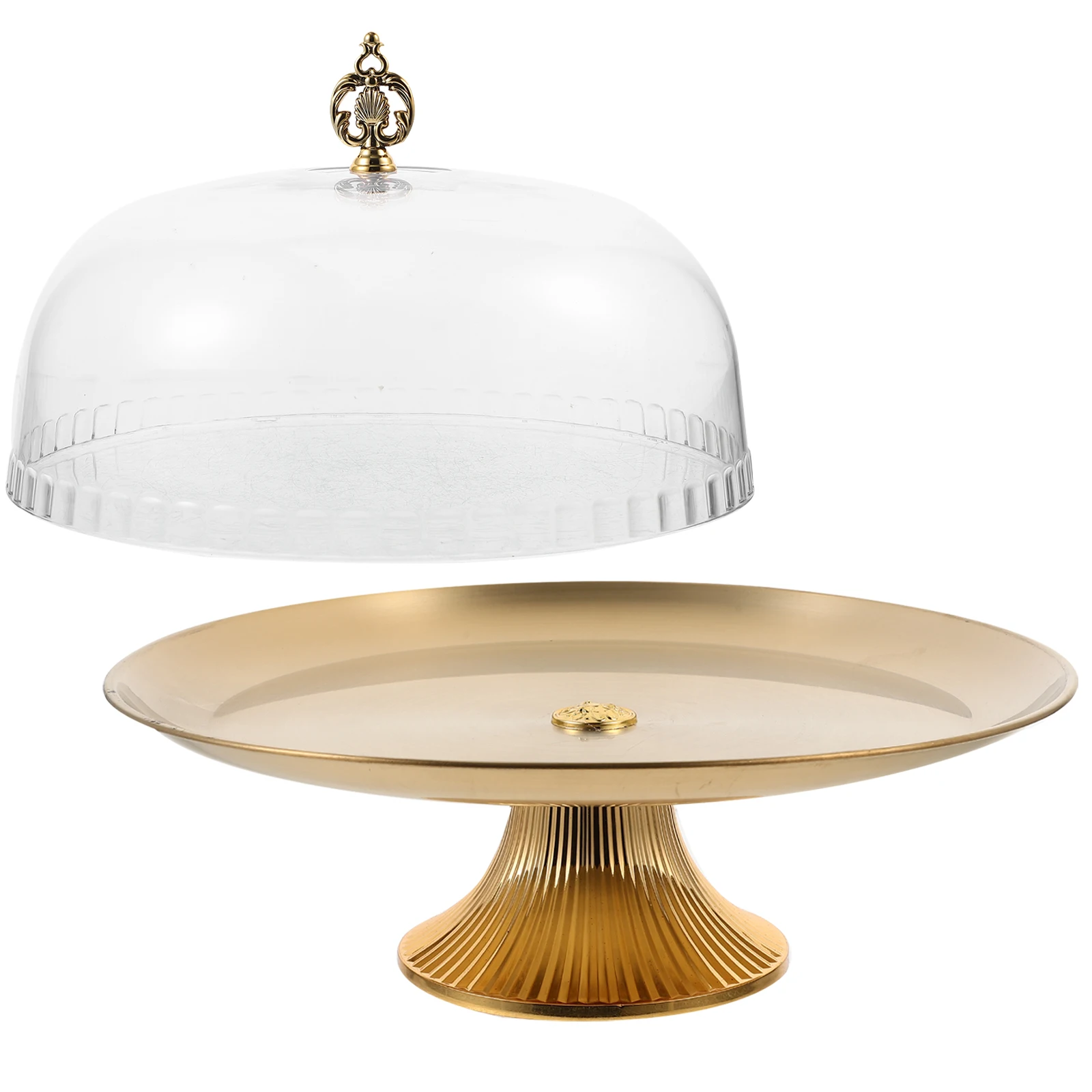

Stainless Steel Stand 12 Inch Round Dome Cake Tray Glass Ceramic Dessert Display Tray Pastry Platter Fruit Plate