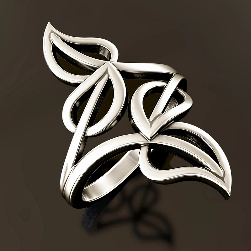 Huitan Openwork Leaf Rings for Women Antique Color Vintage Abstract Hollow Leaf-Shape Wide Band Ring Daily Wear Party Jewelry