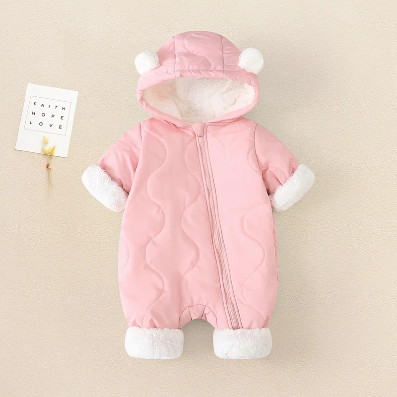 NEUE Herbst-Winter Baby-Outwear, Einteiler, Warme Kleidung für Kleinkinder, Mädchen- und Jungen-Samt-Strampler, Cartoon-Bär Baby-Jumpsuit – Detail 4