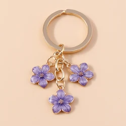 Nette Emaille Keychain Bunte Sakura Blume Schlüssel Ring Süße Schlüssel Ketten für Frauen Mädchen Handtasche Zubehör DIY Schmuck Geschenke