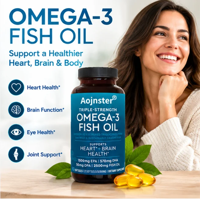 Triple‑Strength Omega‑3 Fish Oil Softgels, Triglyceride Form,EPA DHA DPA,Wild Caught Fish Source,90 Softgels