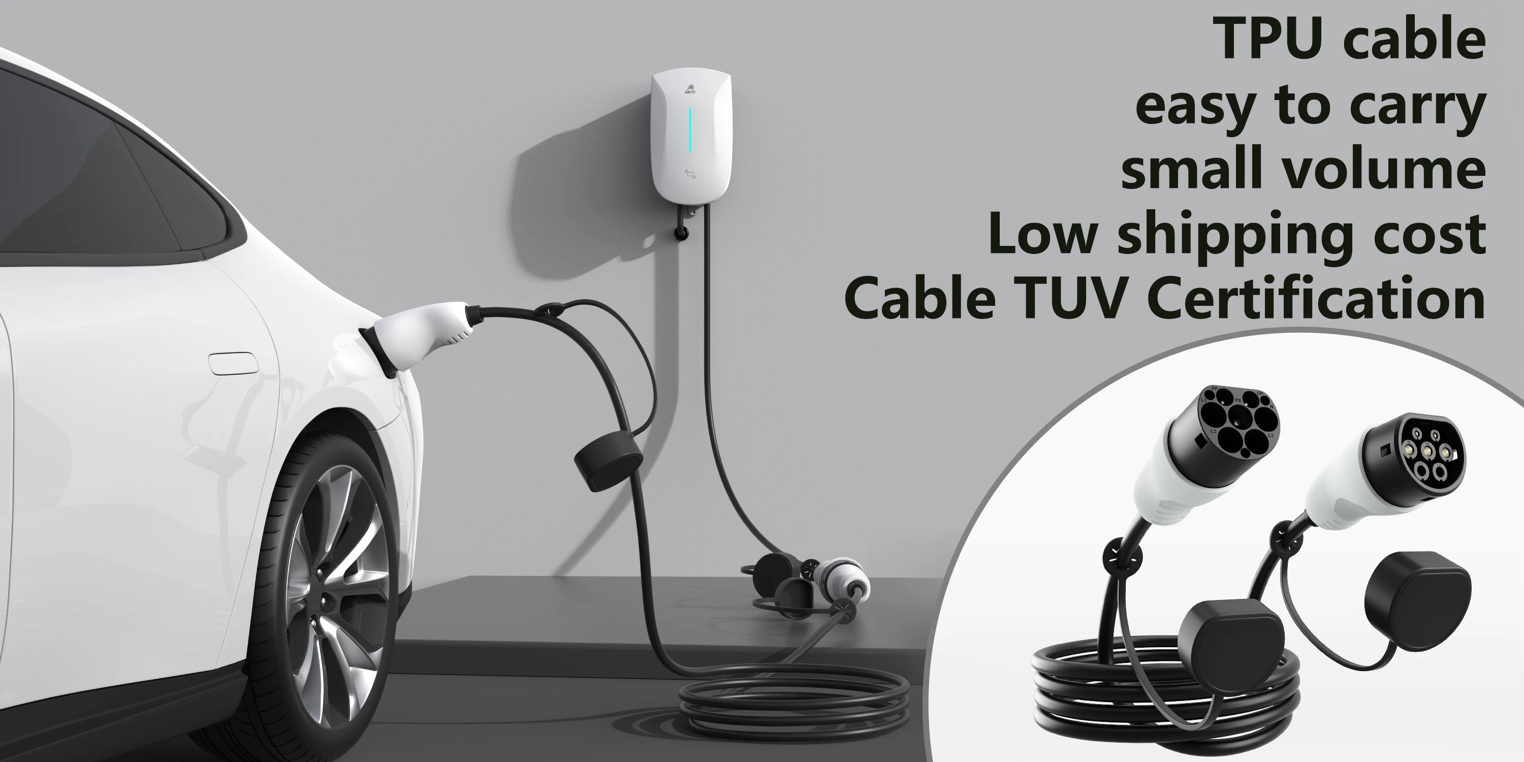 GWUYU Type2 EV Charging Extension Cable 7KW 11KW 22KW 16A 32A IEC62196 European Standard EV Charger Cord