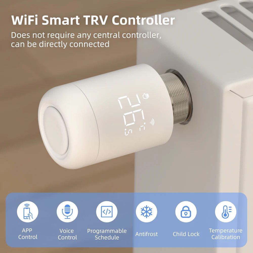 MIUCDA Tuya Wifi Radiator Valve Smart Thermostat TRV Programmable Temperature Controller Works With Alexa Google Home Alice