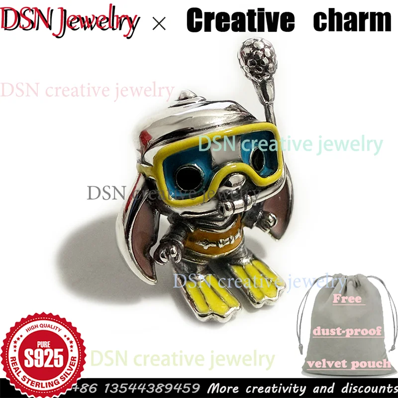 

DSN Jewelry Designer Cartoon Charm S925 Silver Blue Alien Diver Charm for Bracelet Necklace Luxury Jewelry Gift Women Diy Beads