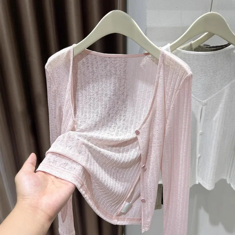 plus Size Ice Silk Thin Sun Protection Cardigan Women's Summer ort Sve Outerwear with Wood ain Spring Autumn Oute