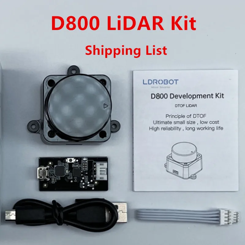 LDROBOT D800 Lidar Kit 25meters DTOF ROS Car SLAM Navigation Scanning Laser Radar Sensor Support ROS1 and ROS2 for outdoor