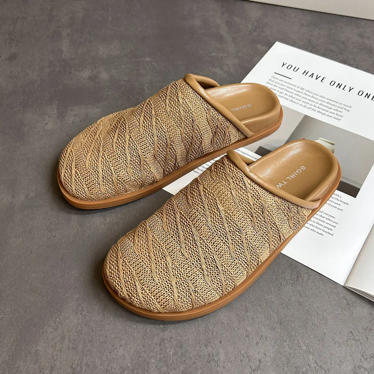 Sandalias de Mujer Ligeras y Duraderas, Tejidas, con Punta Cerrada, Planas, Transpirables, Antideslizantes, para Verano, Uso Diario, Casual, para la Calle