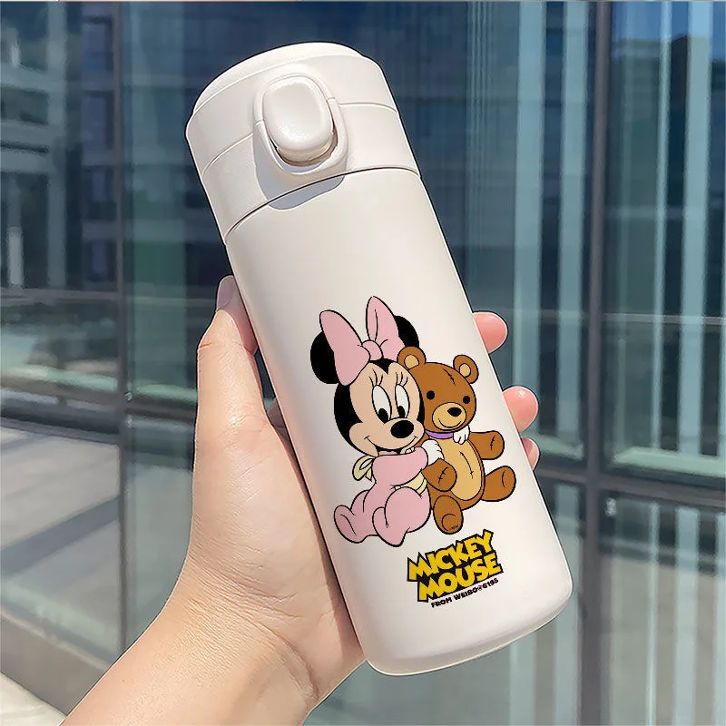 Disney Cup Mickey Minnie Mouse ThermosVacuum Cup Childen Cartoon Water Cup 304 Stainless Steel Water Bottle Portable 350ML 450ML