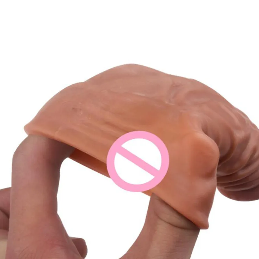 Reusable Penis Ring Cock Sleeve Enlargement Condoms Dildo Extender Enhancer Delay Ejaculation Clitoris Massager Sex Toys For Men