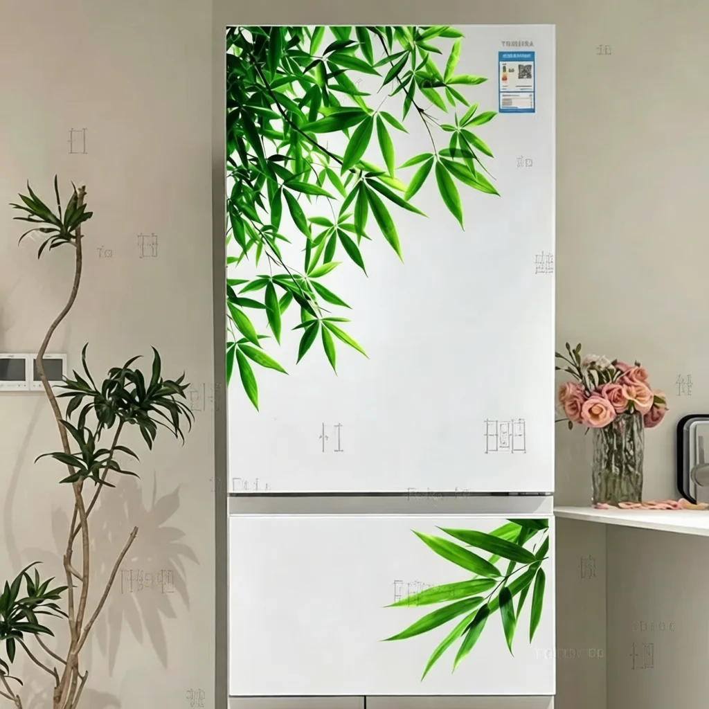 Decorative Kitchen Fridge Door Sticker Bamboo Leaf Waterproof Self Adhesive Mural Fresh Nature Home Appliance Covering Decal