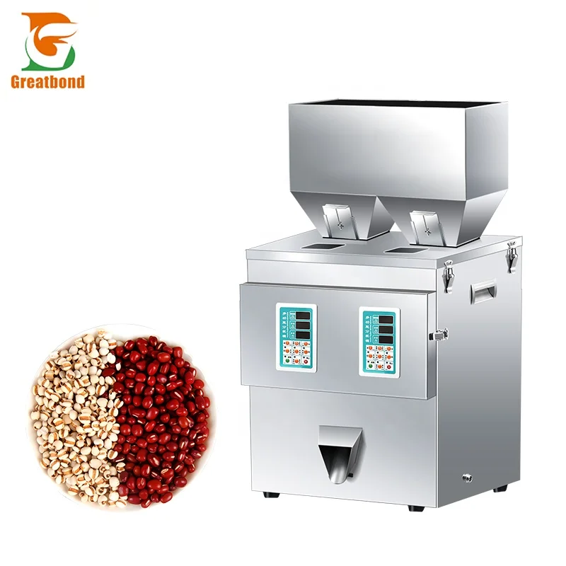 100g Supplier Low Price Electric Tea Seed Grains Small Sachet Bag Pouch Quantitative Weighing Two Headed Filler Filling Machine