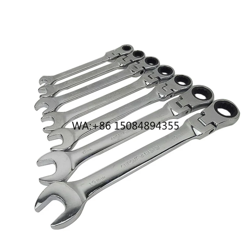 Set of 7pcs Movable Head Fixed Head Dual Purpose Ratchet Wrench Opening Torx Quick Machine Auto Repair Wrenches Spanner 8-19 mm