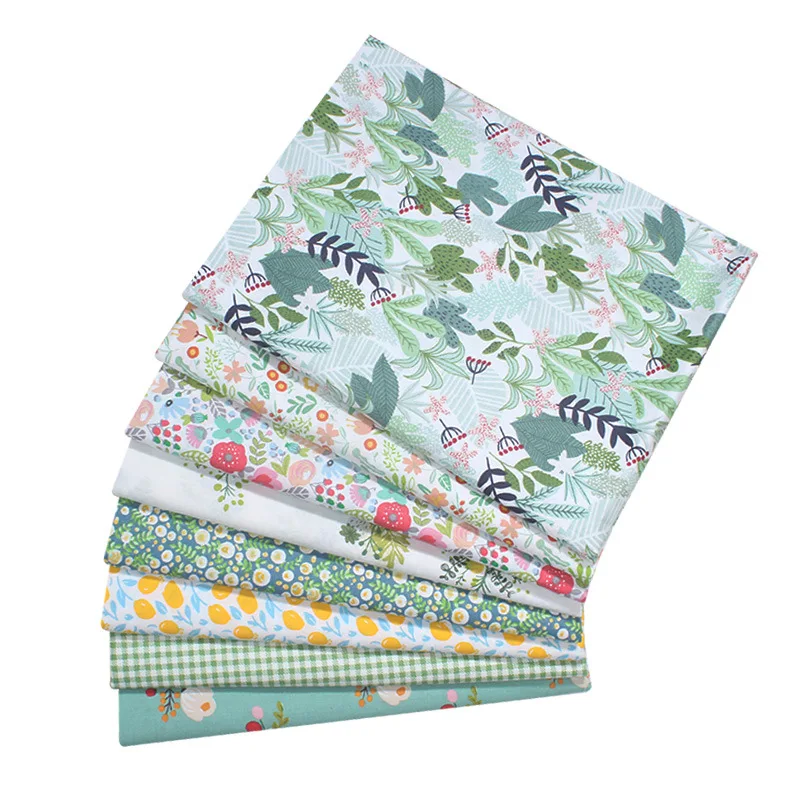 New Cotton Twill Printed Cloth DIY Handmade Patchwork Cloth Group 8 Pieces Packed with Cotton Floral Fabric