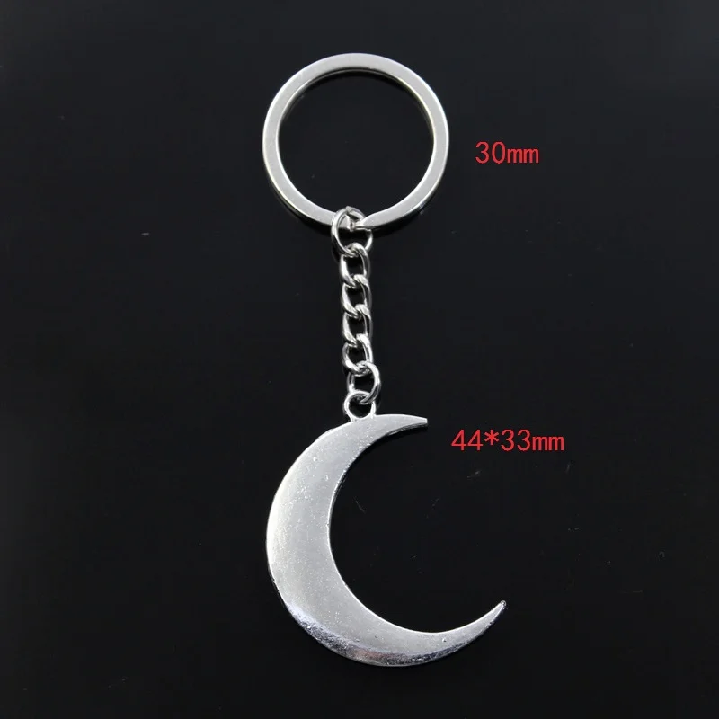 Fashion Keychain 44x33mm Big Moon Bronze Silver Color Pendants DIY Men Jewelry Car Key Chain Ring Holder Souvenir For Gift