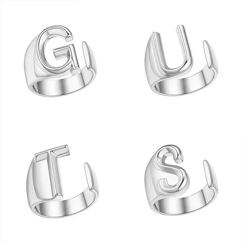 Juego de 4 Anillos con Letras GUTS Punk en Color Dorado y Plateado para Mujeres y Hombres, Ajustables, Joyería de Moda para Fiestas, Accesorios, Regalos