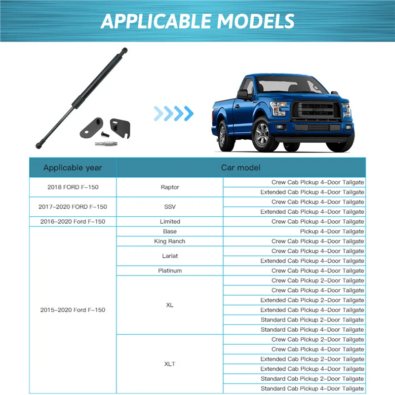 For Ford F150 2015-2020 Pickup Truck Tailgate Buffer Damper Car Lift Gas Spring Support Rod Shock Absorbe Bracket Accessories