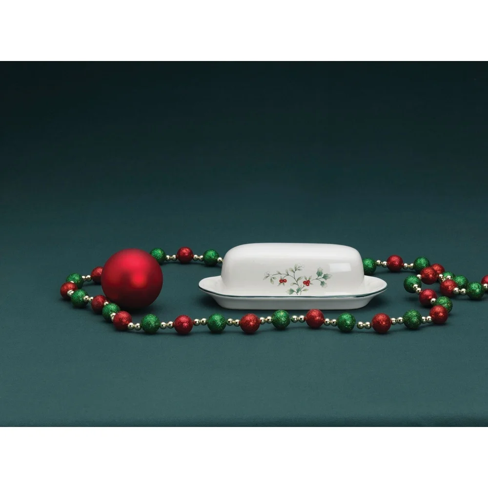 طبق زبدة الشتاء مغطى بالألواح الحجرية أواني طعام للعطلات الاحتفالية غسالة أطباق آمنة منقوشة تصميم طاولة عيد الميلاد