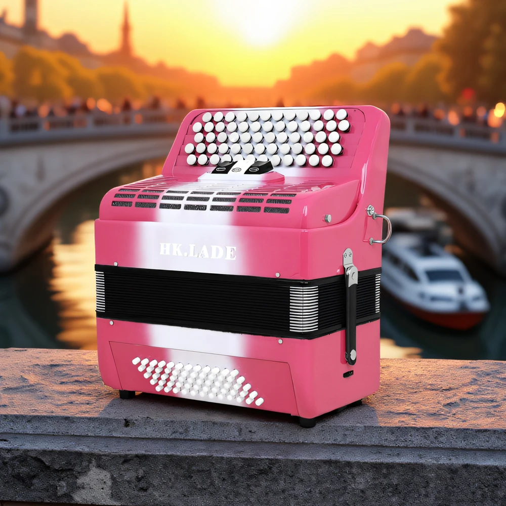 SLADE Factory Variety Colors OEM ODM Customized AH-210 Wholesale Professional Bayan 62 Keys 60 Bass Button Pink Accordion
