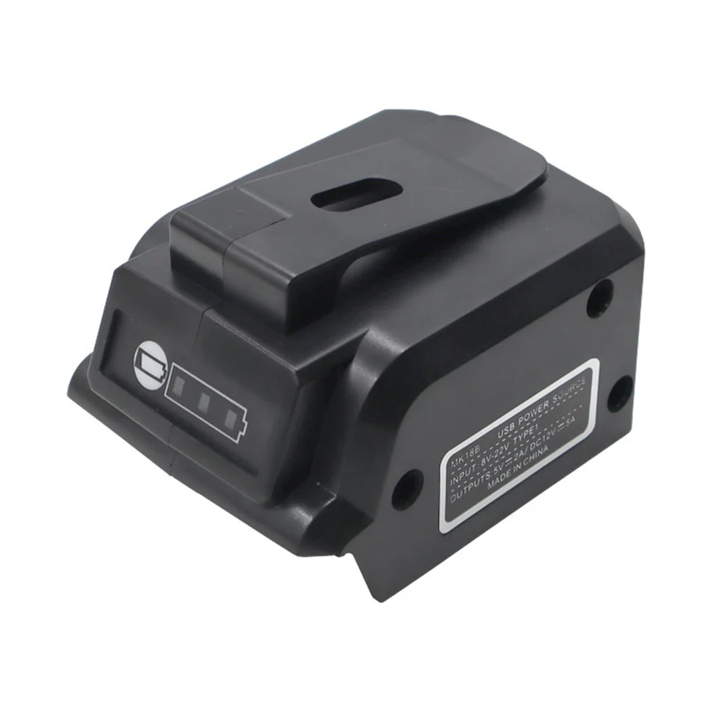MK18B Battery Adapter 12V DC 5A Output Connector With Belt Clip Overload Protection For 18V Li-Ion Tools USB 5V 2A Charger