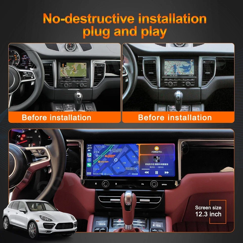 

12,3 "для Porsche Macan 2014-2017 автомобильный мультимедийный экран видеоплеер GPS-навигация радио Android Auto CarPlay монитор стерео