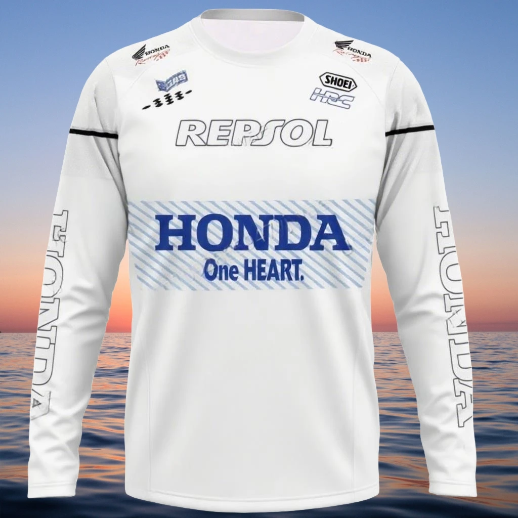Nueva camiseta para motociclismo todoterreno, camiseta transpirable de secado rápido de manga larga para hombres y mujeres, camisetas para montar en Honda