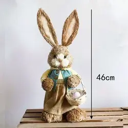 Ornement de décoration de lapin tissé en paille, vacances de Pâques, ouvertement, sculptures et intensification, cour, fête, approvisionnement pour la maison, 46cm