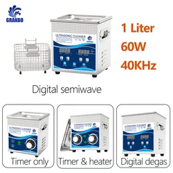 Ultrasonic Cleaner 60W 1.3L Bath Degas Heater Semi-Wave 40KHz Frequency Piezoelectric Sensor for Eyeglass Watches Jewelry Wash