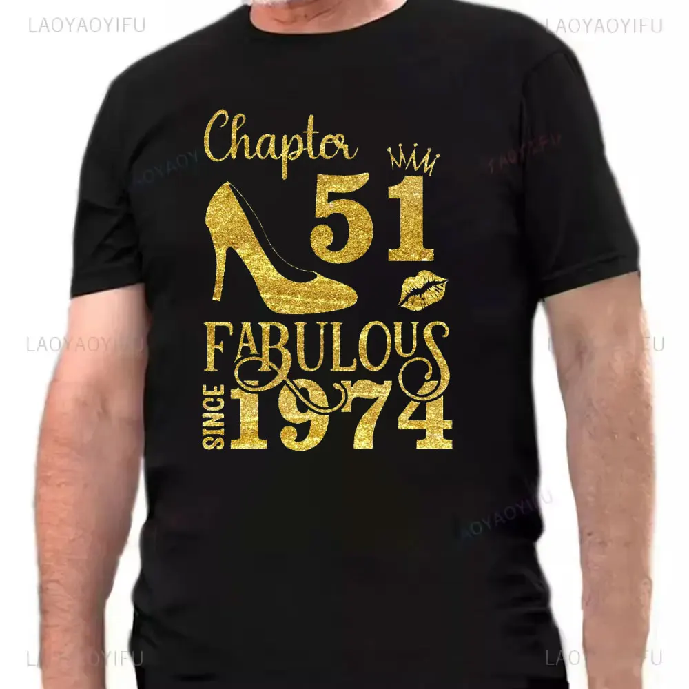 Made in 1974 Limited Edition Print Birthday Gift T-shirt Men's Cotton Tees 51 Years Old Short Sleeve Tshirt Gift Creative Tops image 5