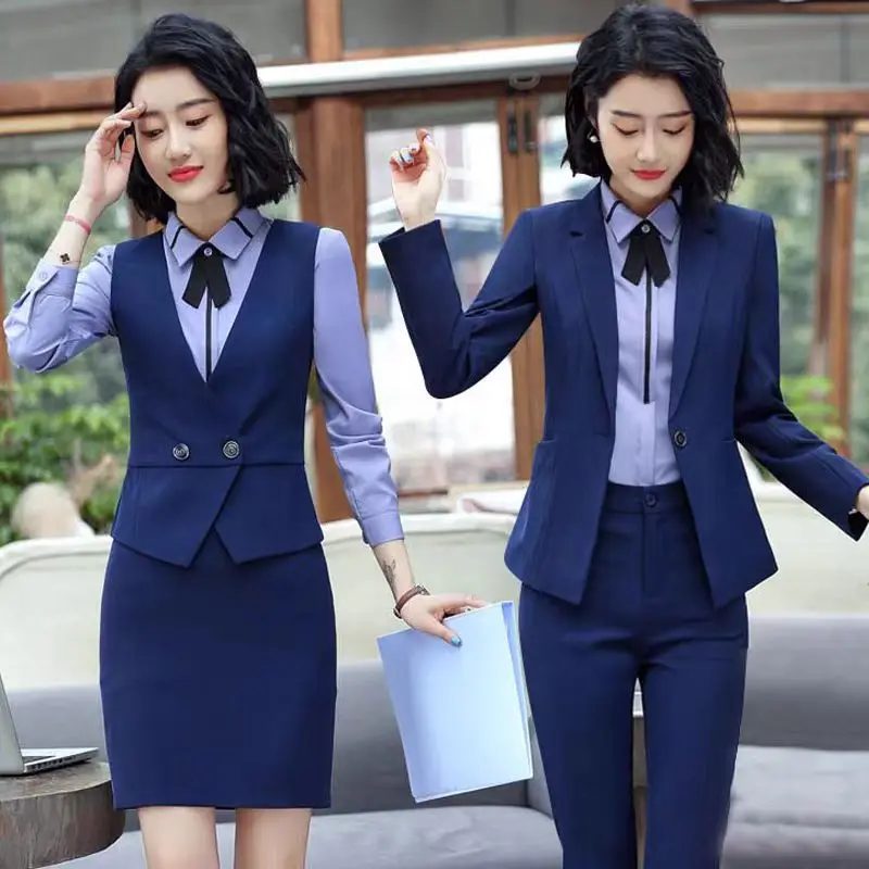 

Profional Women's Casual Coat Set High Waist Cuffed Pants Pure Color White Collar Suit Long Sve Autumn Faion Ladies