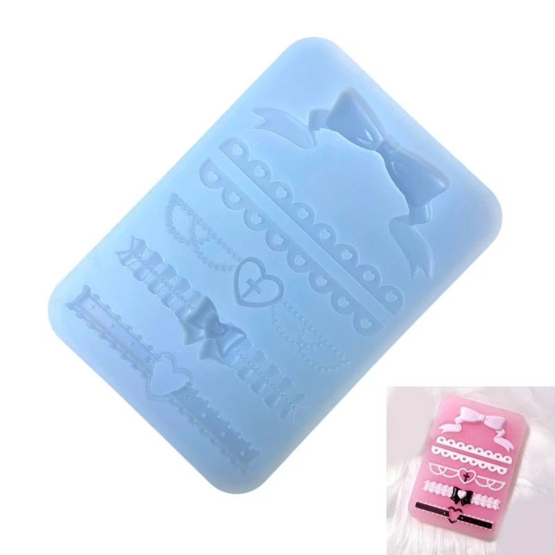 

H7EB Flexible Heat Resistant Silicone Mold With Intricate Lace Bowknot Pattern For Handmade Jewelry Crafting