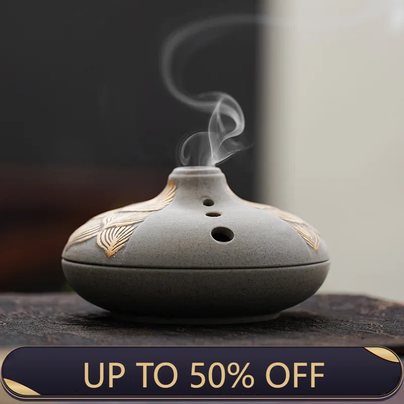 Lotus Incense Burner Tao Sha Tea Dish Incense Burner Wormwood Mosquito Repellent Household Indoor Creative Aromatherapy Stove
