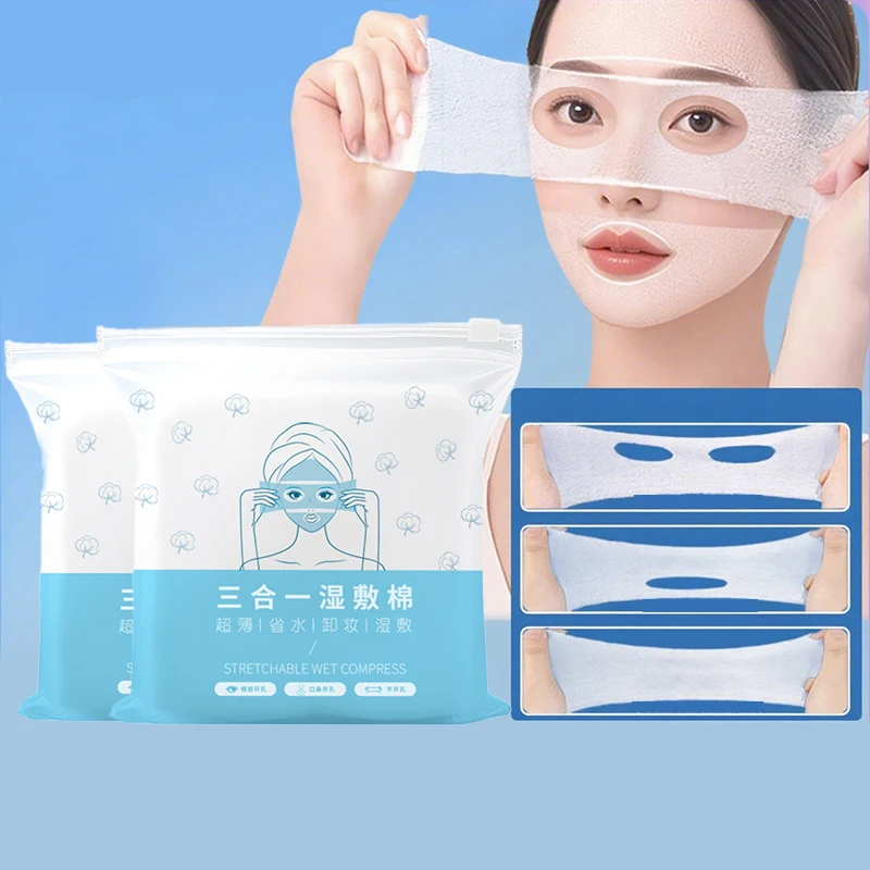 Almohadilla de algodón 3 en 1 compresa húmeda, máscara estirable, vendaje de papel, limpieza y sanitaria, tatuaje de belleza fino, herramientas de maquillaje permanente