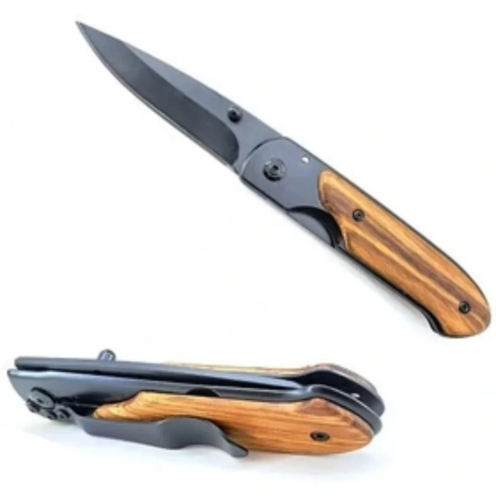 

NEW DA44 Survival Pocket Flipper Folding Knife 5Cr13Mov Blade Steel Inlaid Colored Wood Handle Hunting Knife Tactical EDC Knives