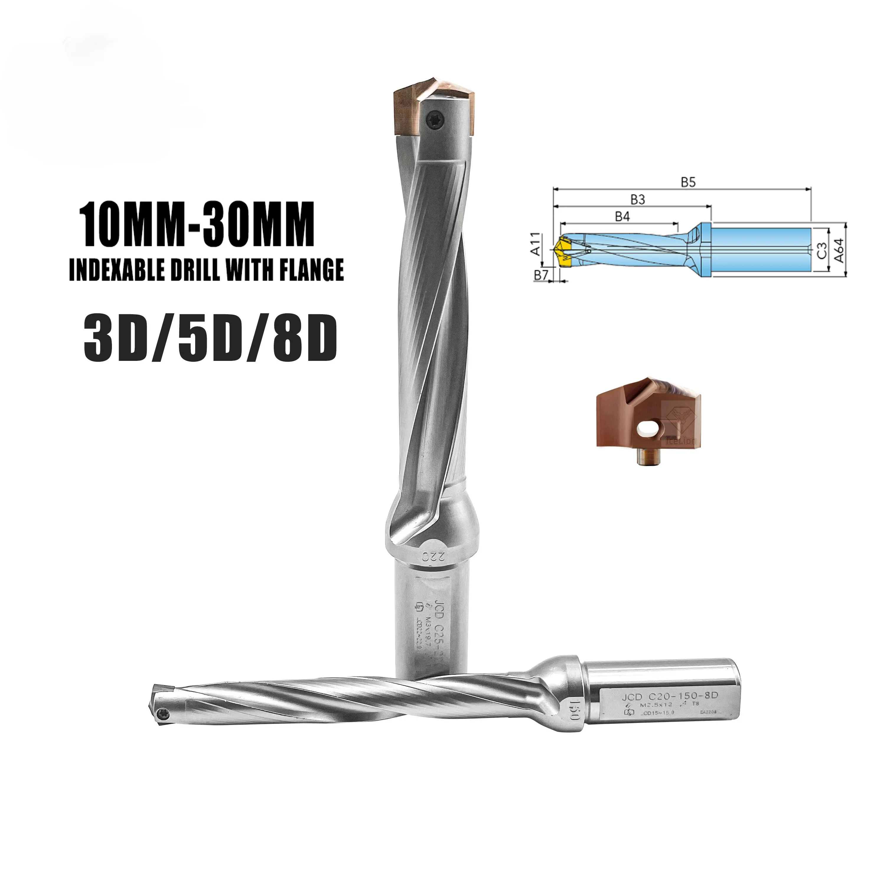 

3D/5D/8D/10D KSEM 10-31.00 Indexable Drill With Flange internal cooling carbide bit non-standard diameter JCD crown drill Twist