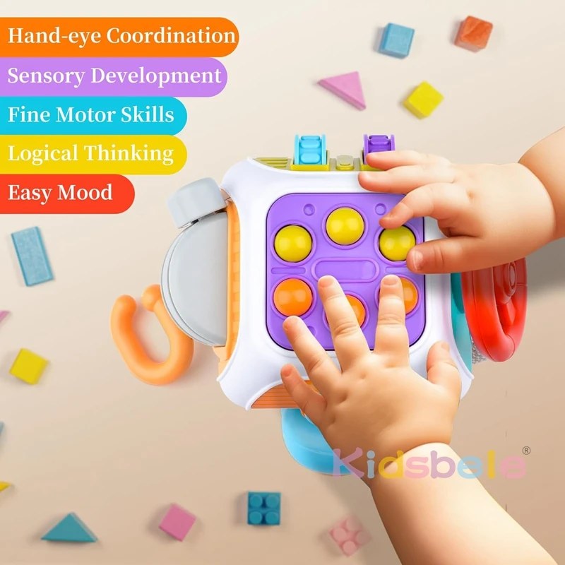 Busy Cube Sensory Toddler Toys Activities Baby Toy 0-3 Year Old Airplane Plane Car Travel Activities Early Education Fidget Gift