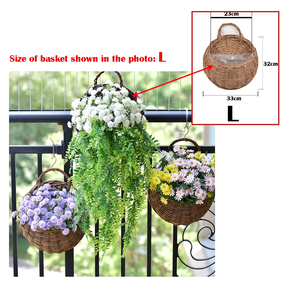 Flower Planter Wall Hanging Wicker Rattam Basket Garden Vine Pot Plants Holder