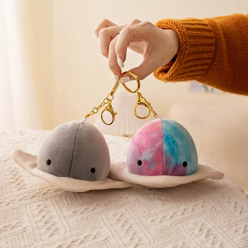 10cm New Ray Fish Keychain Soft Plush Toy Pendant Stuffed Sea Fish Doll Kawaii Backpack Bag Decor Birthday Gifts for Girls Boys