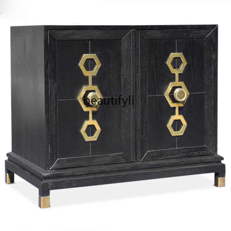 

American New Solid Wood Foyer Console Entrance Cabinet Combination Exhibition Hall Studio Leisure Club Curio Cabinet