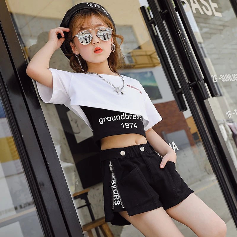 

3pc Girl Summer Suit New Kids T-shirt + Vest + Shorts Children Short Sleeved Sets Teenage Sportwear Outfits 4 6 8 10 11 12 Years