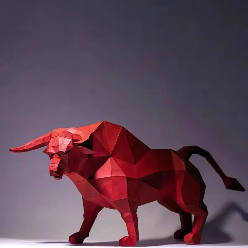 

80 см удача красный бык корова 3D бумажная модель домашний декор украшение комнаты ручная работа DIY Papercraft оригами художественные игрушки для детей