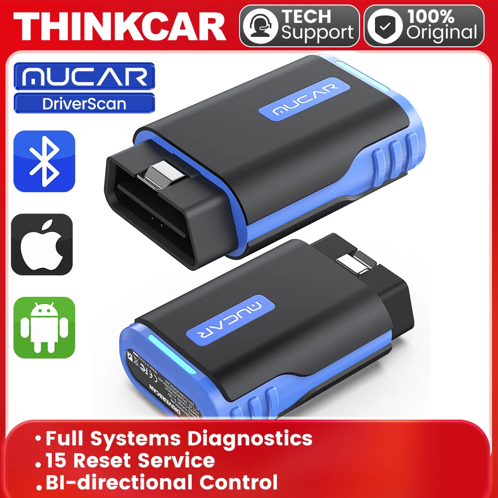 Mucar driverscan obd2 scanner ferramenta de diagnóstico inteligente sistema completo diagnóstico 15 redefinir teste ativo leitor código bluetooth 1