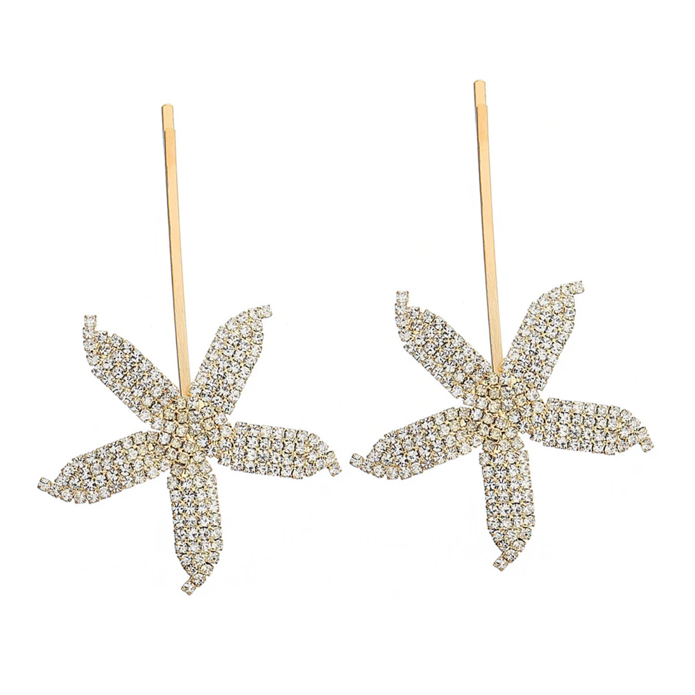 

2Pcs Sea Star Hair Clip Women Barrette Bobby Pin Girl Claw Durable Rhinestone Wedding Party Banquet Daily Hairstyling