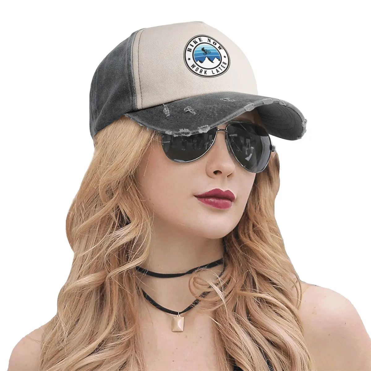 Bike now - work later! Mountain Bike Outdoor Bike Downhill Trail Mountains Electric Baseball Cap Beach Outing Male Women's