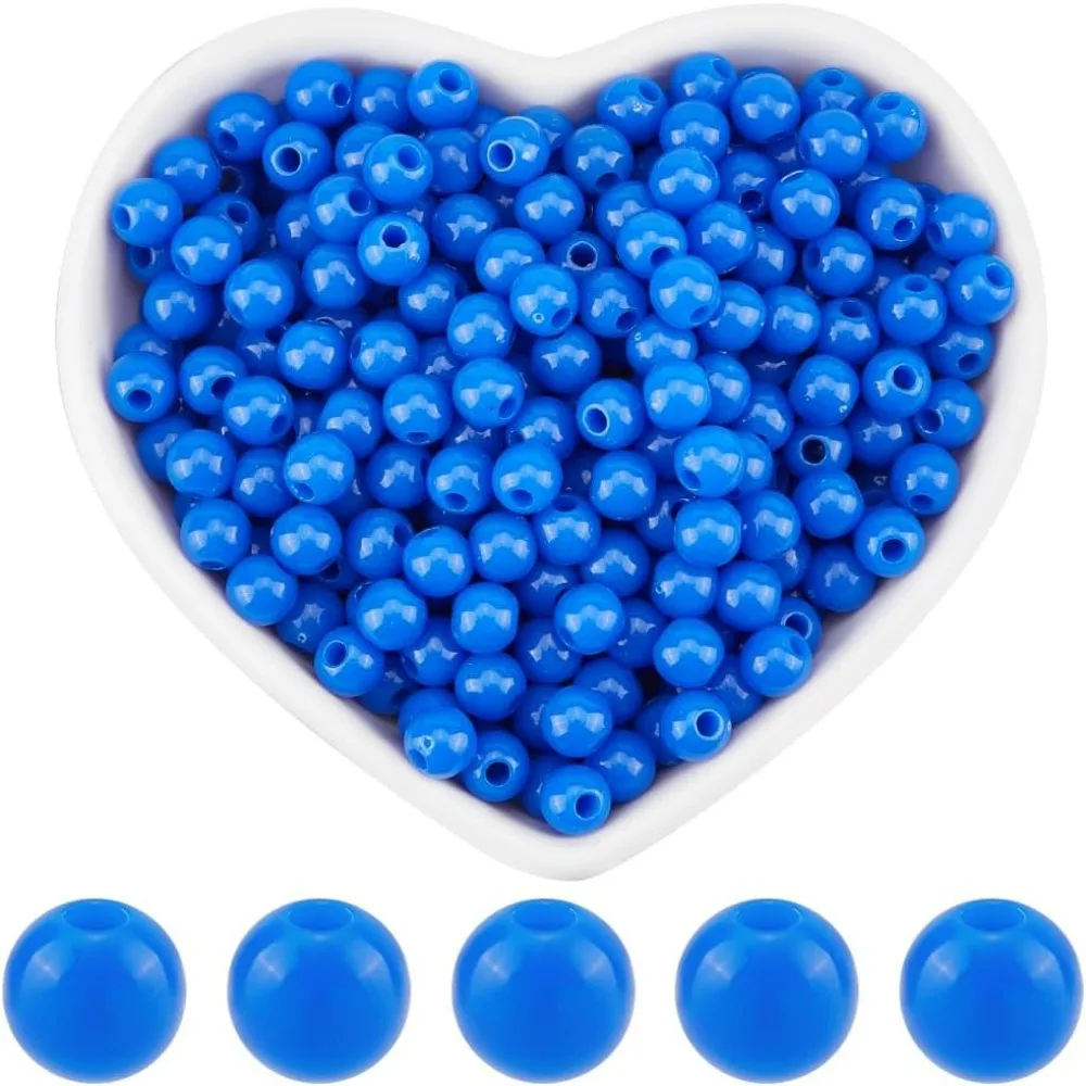 

1000 шт. гладкие королевские синие круглые бусины 6 мм акриловые жемчужные бусины Gumball пастельные бусины-разделители массивные ремесленные свободные бусины