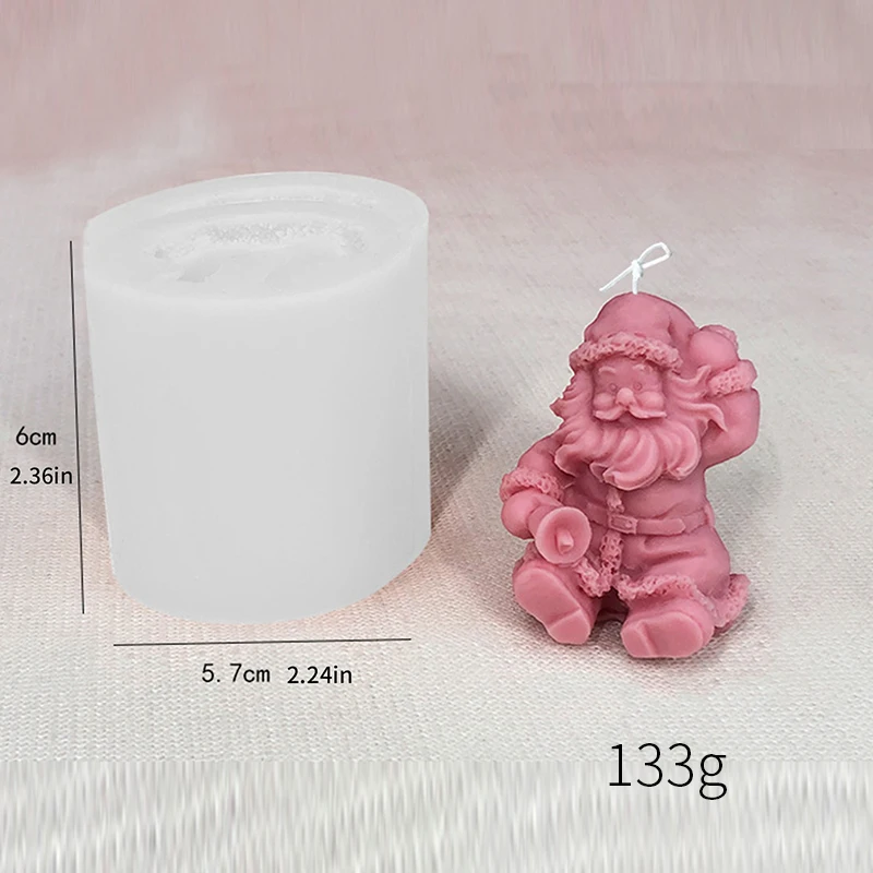 1 piece, sitting Santa Claus aromatherapy candle mold, silicone gypsum ornament, mousse cake chocolate grinder