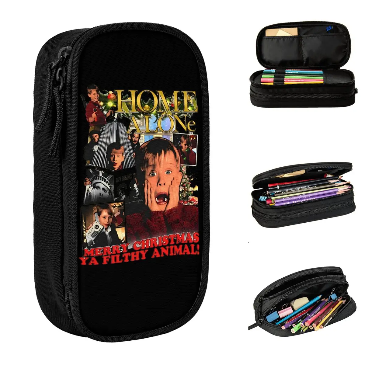 Home Alone Merry Christmas Pencil Case Cute Pen Bags Girl Boy Big Capacity School Supplies Cosmetic Pencilcases