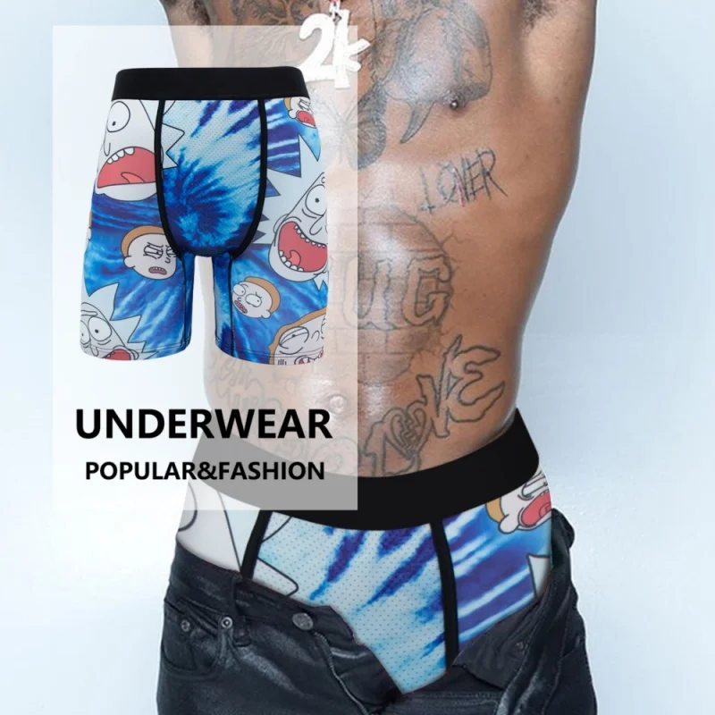 

5Pcs Fashion Print Men Underwear Boxer Cueca Man Panties Lingerie Men Underpants Boxershorts Trunks Plus Size XL-5XL Men's Boxer