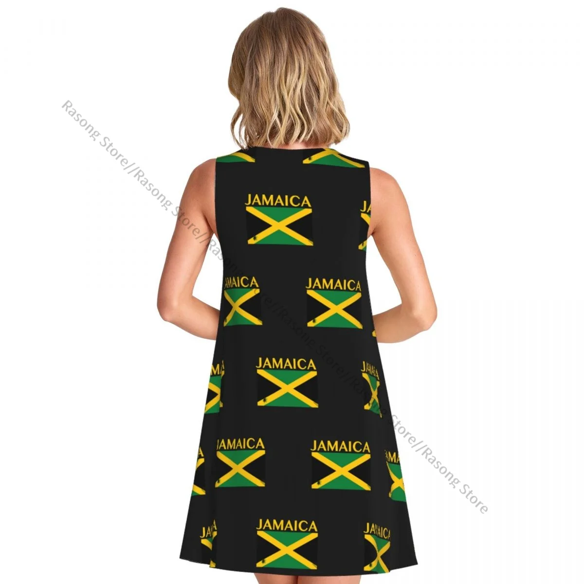 Zomervestjurk Dames Jamaica Vlag Mouwloze vrouwelijke jurken