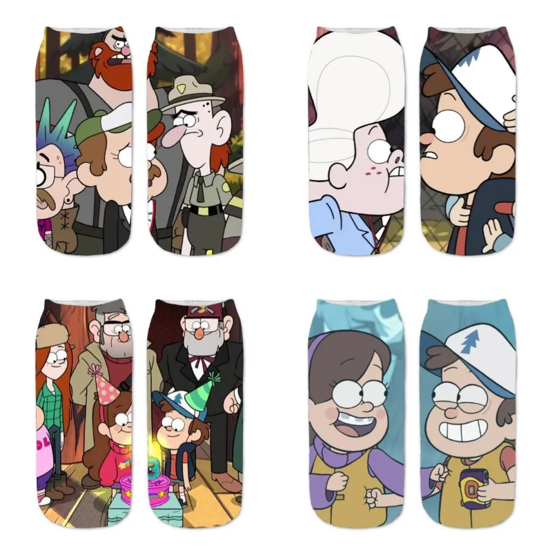 

Gravity Falls Cartoon Peripheral Women Men Adult Socks Anime Printing Fashionable Trendy Short Socks Birthday Gifts