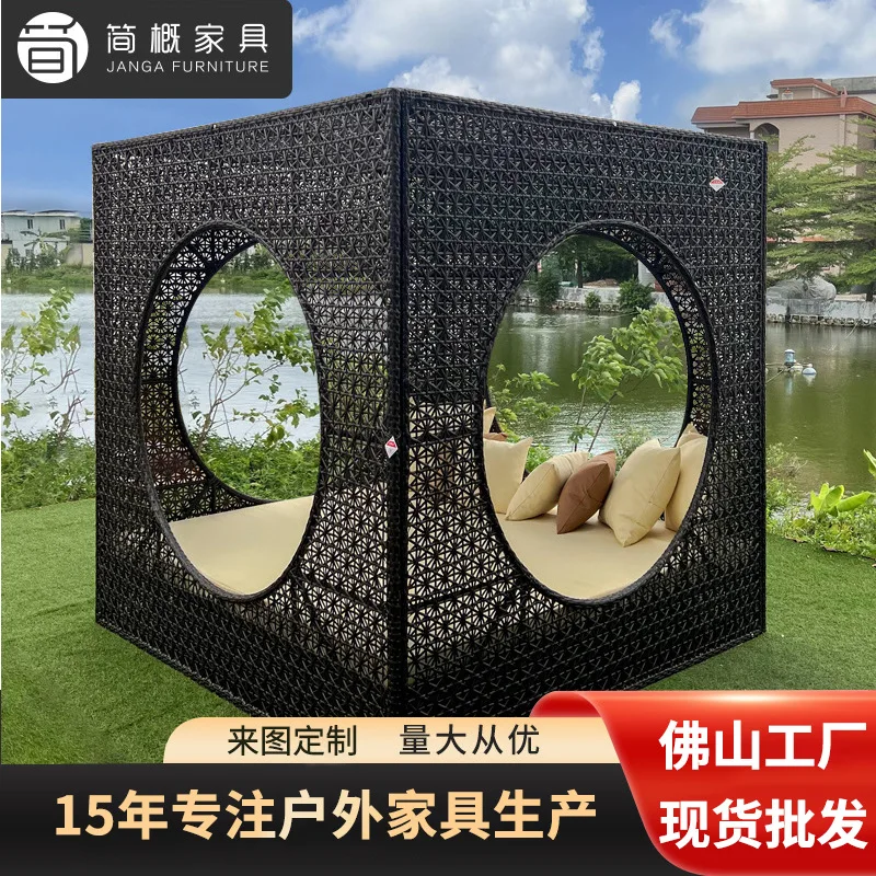 Square three-dimensional Bird's Nest Resort Hotel open-air sea view room sofa bed set